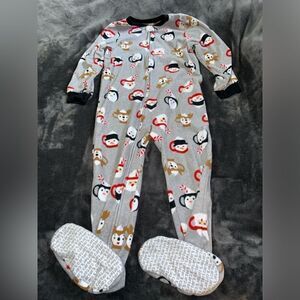 5t carters fleece footed winter theme pajama snowman like new